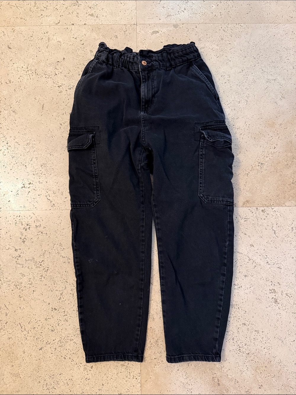 Zara Black Paperbag Jeans - Relaxed Fit